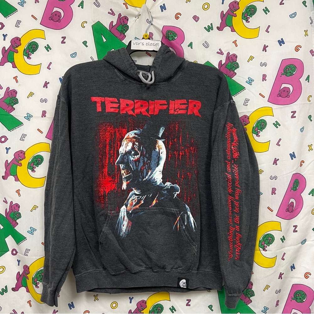 Large NWT SPENCER’S Bloody Disgusting Terrifier 2Sided Graphic Pull On Hoodie
